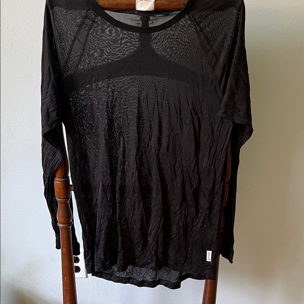 Men's Black Long Sleeve 100% silk base layer